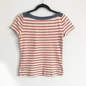Raulph Lauren T-Shirt with Pink Stripes and zipper